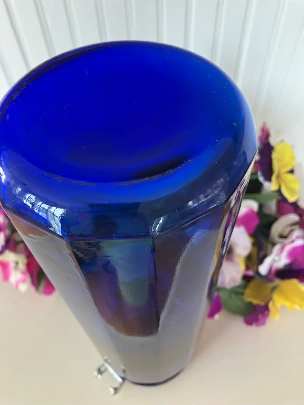 Cobalt Blue Cylinder Glass Jar With Wire Clamp Hinged Lid